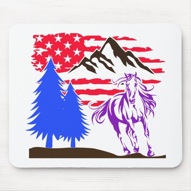 Wild Mountain Horse Galloping Mouse Pad (Front)