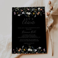 Wild Multicolor Floral Black Let's Celebrate Party