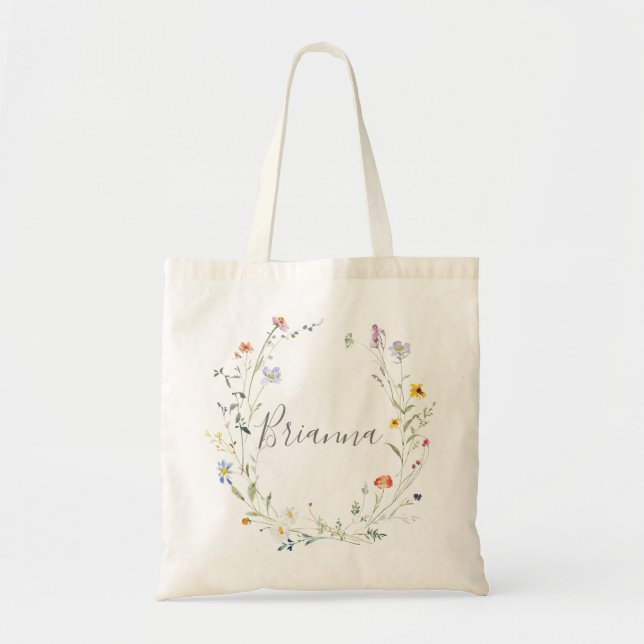 Wild Multicolor Floral Bridesmaid Tote Bag (Front)