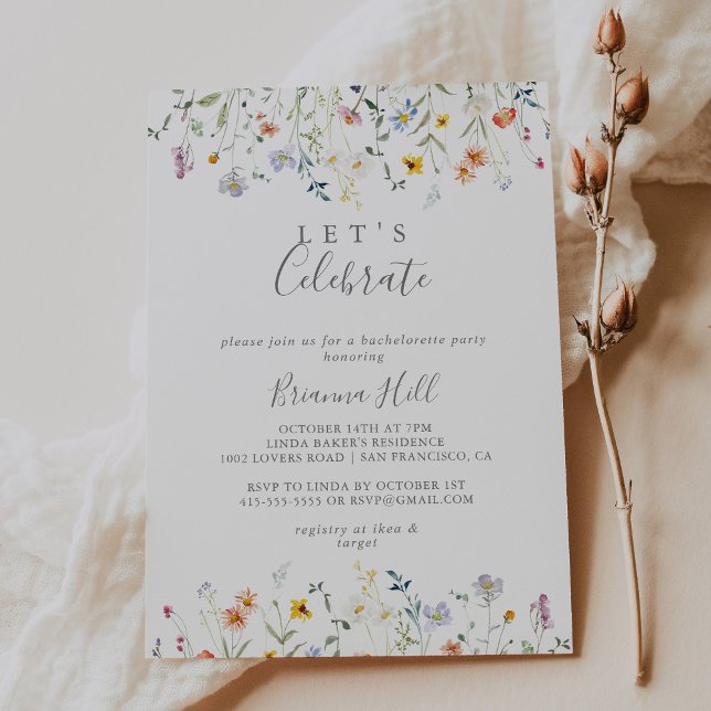 Wild Multicolor Floral Let's Celebrate Party Invitation (Creator Uploaded)