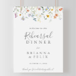 Wild Multicolor Floral Rehearsal Dinner Welcome Poster<br><div class="desc">This wild multicolor floral rehearsal dinner welcome sign is perfect for a modern wedding rehearsal. The design features watercolor pink,  blush,  purple,  navy and white elegant flowers with emerald green leaves.</div>