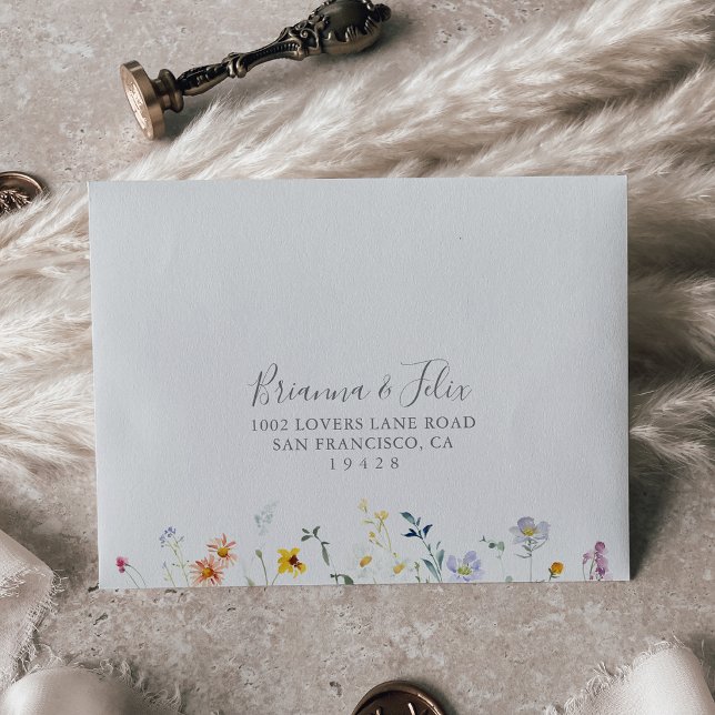 Wild Multicolor Floral Self-Addressed RSVP Envelope (Creator Uploaded)