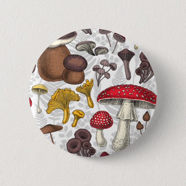 Wild mushrooms 2 inch round button (Front)
