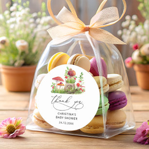 Wild Mushrooms Baby Shower Favour Classic Round Sticker