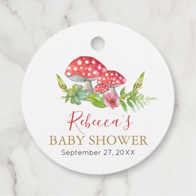 Wild Mushrooms Baby Shower Favour Tags (Back)