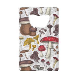 Wild mushrooms credit card bottle opener