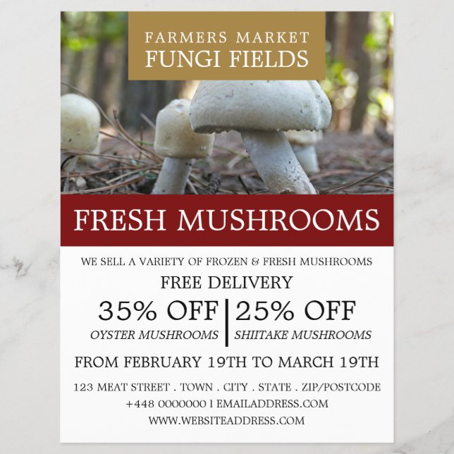 Wild Mushrooms, Mushroom Farmer Advertising Flyer (Front)