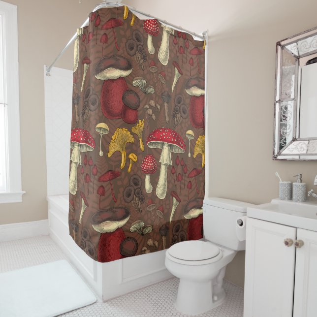 Wild mushrooms on brown (In Situ)
