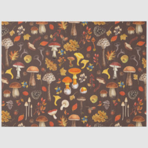 Wild mushrooms on brown tissue paper