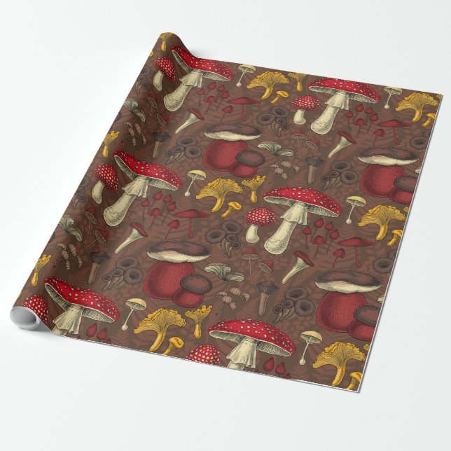 Wild mushrooms on brown wrapping paper (Unrolled)