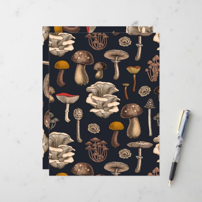 Wild Mushrooms  on graphite black (Front/Back In Situ)