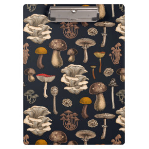 Wild Mushrooms on graphite black Clipboard