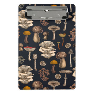 Wild Mushrooms on graphite black Mini Clipboard