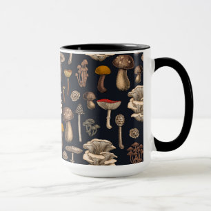 Wild Mushrooms  on graphite black Mug