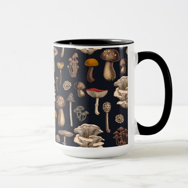 Wild Mushrooms  on graphite black Mug (Right)