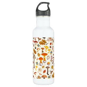 Wild mushrooms on off white 710 ml water bottle
