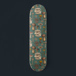 Wild Mushrooms  on pine green Skateboard<br><div class="desc">Various hand -drawn wild mushrooms,  vector pattern</div>