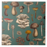 Wild Mushrooms  on pine green Tile<br><div class="desc">Various hand -drawn wild mushrooms,  vector pattern</div>