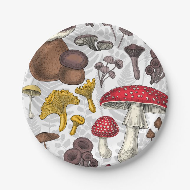 Wild mushrooms paper plate (Front)