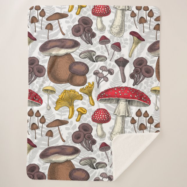 Wild mushrooms sherpa blanket (Front)
