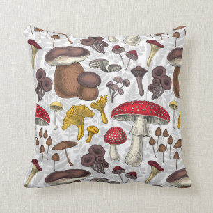 Wild mushrooms throw pillow
