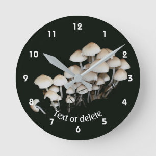 Wild Mushrooms Woodland Personalized Round Clock