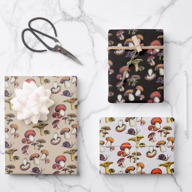Wild mushrooms wrapping paper sheet (Front)