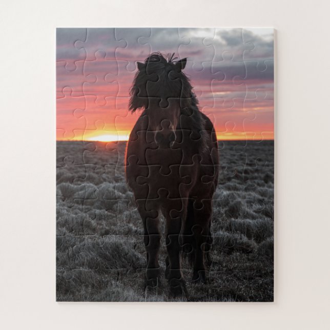 Wild Mustang Horse in the Sunset Jigsaw Puzzle (Vertical)