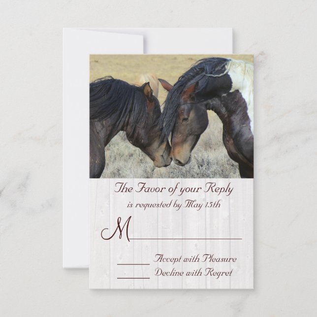 WIld Mustang Horse Wedding RSVP Cards (Front)