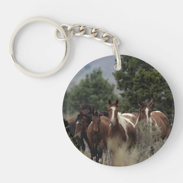 Wild Mustang Horses 2 Keychain (Front)