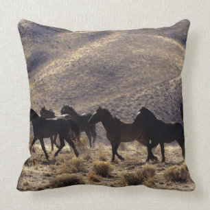Wild Mustang Horses in the Desert 1 Throw Pillow