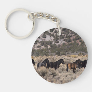 Wild Mustang Horses in the Desert 2 Keychain