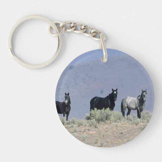 Wild Mustang Horses in the Desert 3 Keychain (Front)