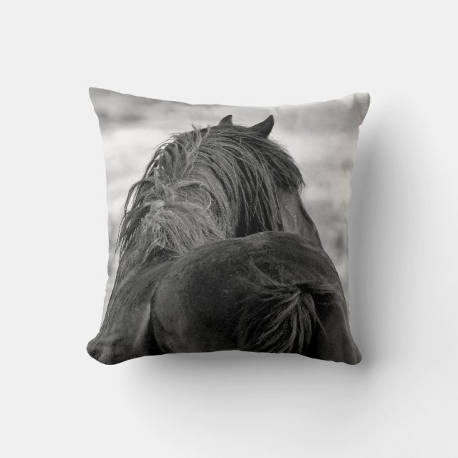 Wild Mustangs of the West Throw Pillow (Front)