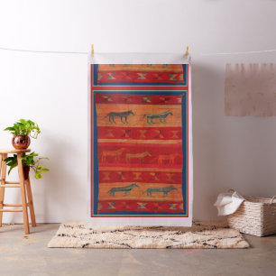 Wild Mustangs Southwest Design in Red Fabric