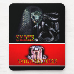 WILD NATURE - black SNAKE design collection Mouse Pad