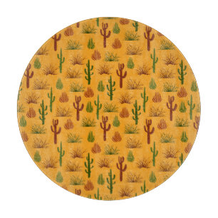 Wild Nature Cactus Bushes Pattern Cutting Board