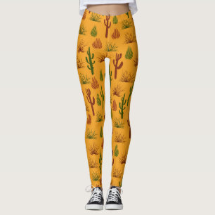 Wild Nature Cactus Bushes Pattern Leggings