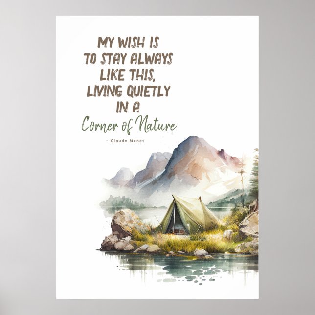 Wild Nature Vie Inspiré Camping Citations Poster (Devant)
