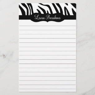 Wild Nights Zebra Print Custom Lined Stationery
