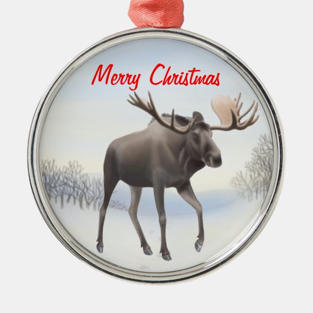 Wild Northern Moose Customizable Ornament (Front)