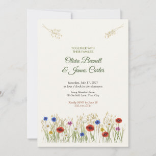 Wild Oats and Wildflowers Meadow Wedding Invitation