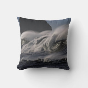 Wild Ocean Waves Storm at Sea Throw Pillow