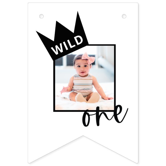 Wild One 1st Birthday 12 Mois Bannière photo (Premier drapeau)