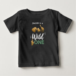 Wild one 1st birthday Animals Black Gold T-Shirt