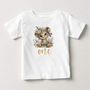 Wild One 1st Birthday Boho Lion Baby T-Shirt