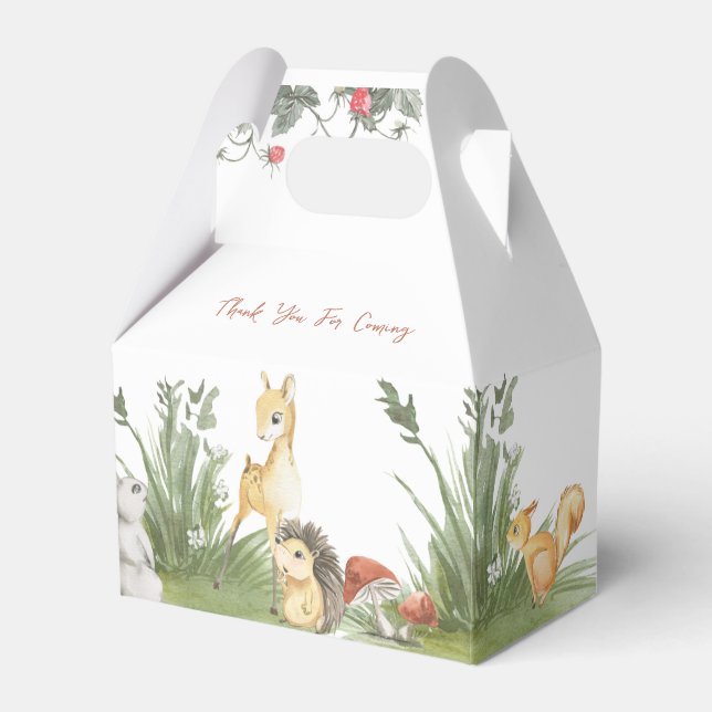 Wild One 1st Birthday Brown Baby Deer & Friends Favor Box (Front Side)