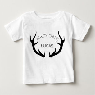 Wild One 1st Birthday Deer Antlers Baby T-Shirt