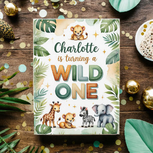 Wild One 1st Birthday Invitation Card - Charlotte