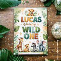 Wild One 1st Birthday Invitation Card - Lucas